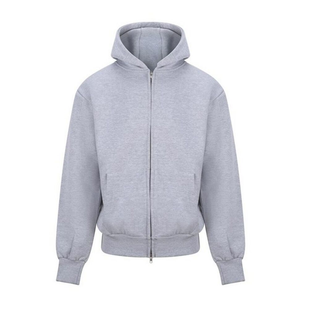 Awdis Mens Signature Heather Heavyweight Full Zip Hoodie / Gray